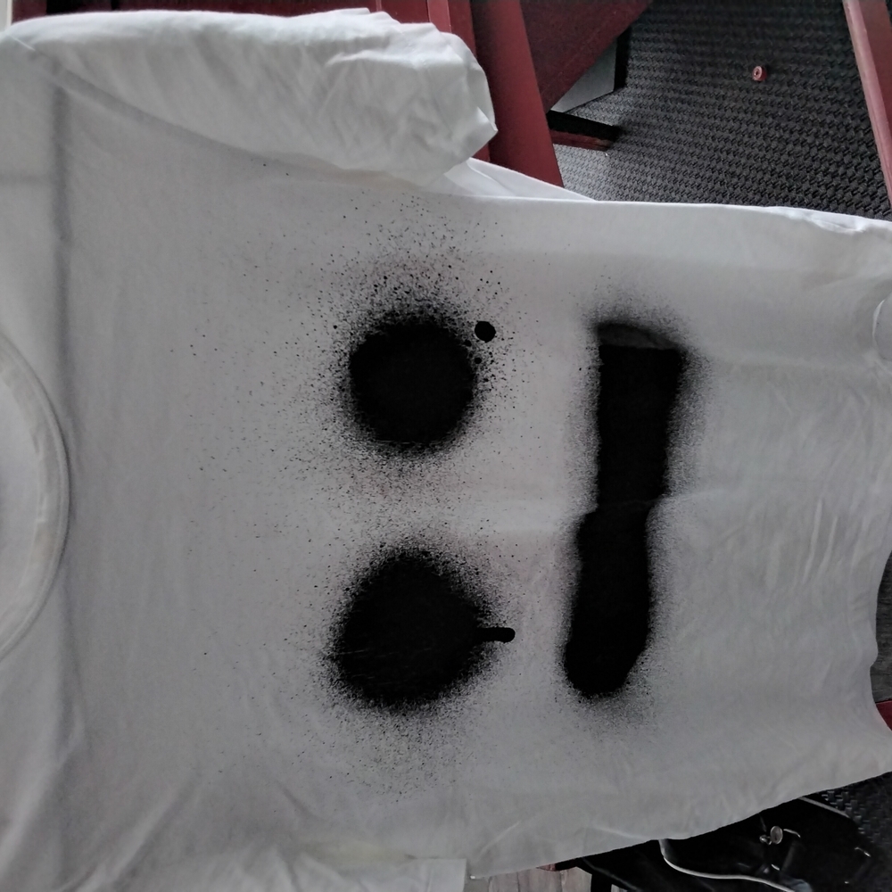 White T-Shirt with Black Abstract Design